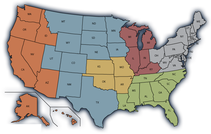 Map of our regions.