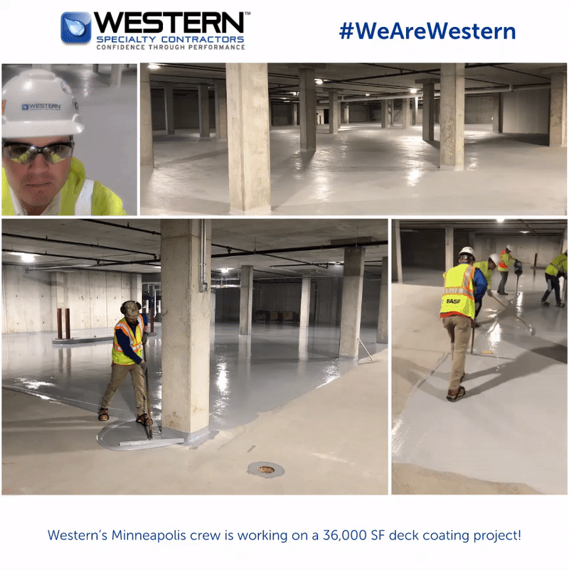 Western's Minneapolis crew is working on a 36,000 SF deck coating project.